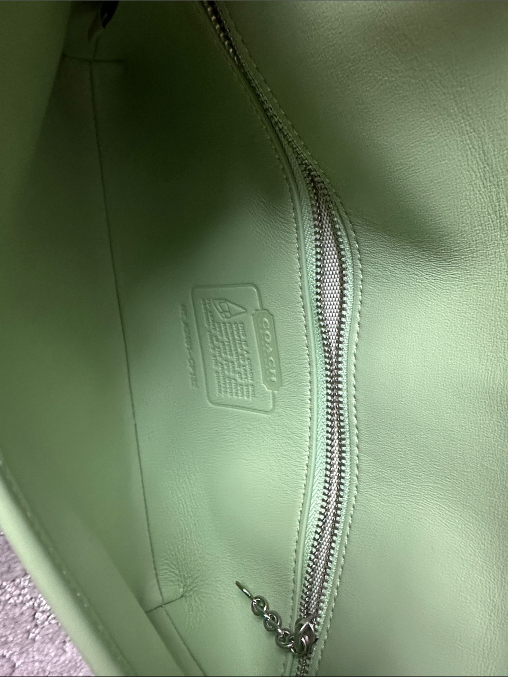 Coach Light Green Hamptons Leather Shoulder Bag with Silver Hardware - Picture 4 of 4